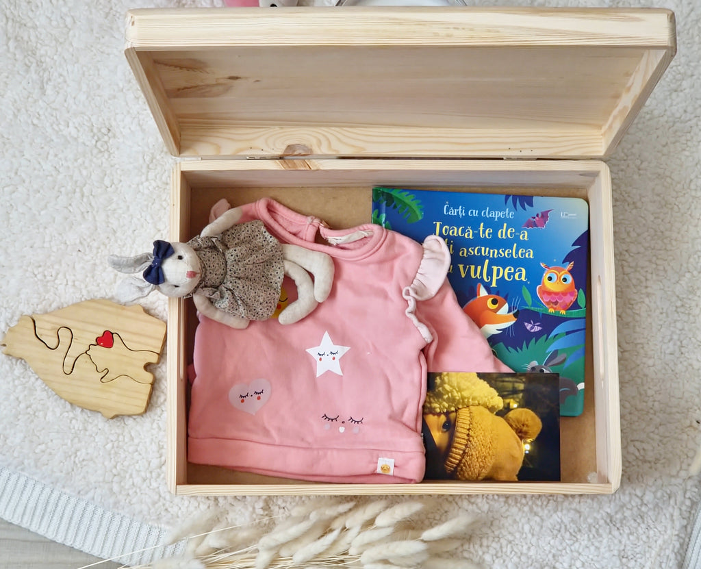 Cutie Amintiri Personalizată din Lemn - Animale Peekaboo - Cadou Copii