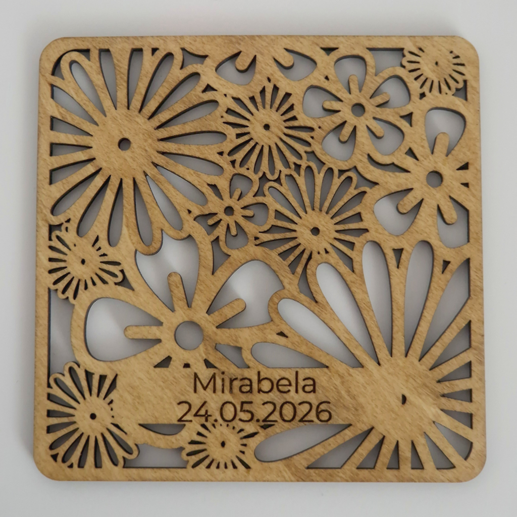 Marturii Nuntă și Botez – Coastere Personalizate din Lemn (Stil Boho/Eco-Friendly)