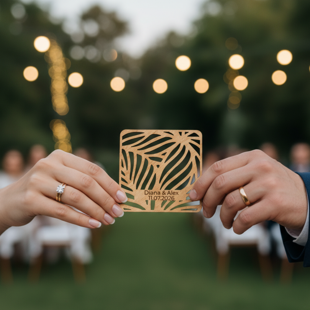 Marturii Nuntă și Botez – Coastere Personalizate din Lemn (Stil Boho/Eco-Friendly)