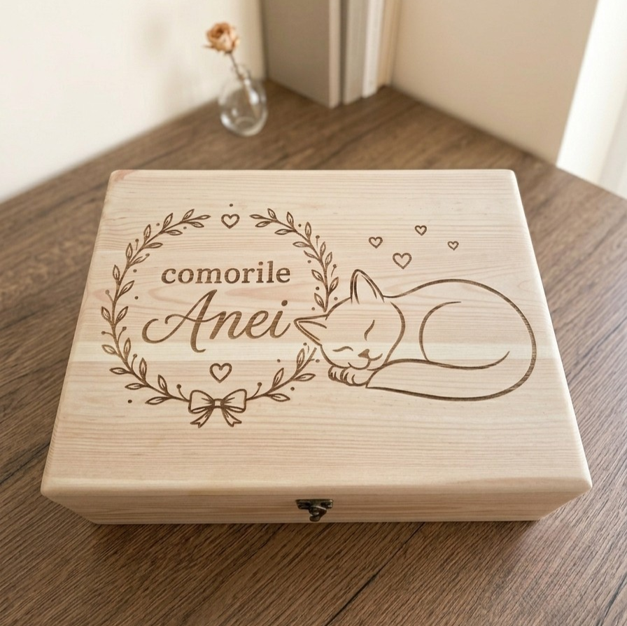 Cutie din lemn personalizata bebe