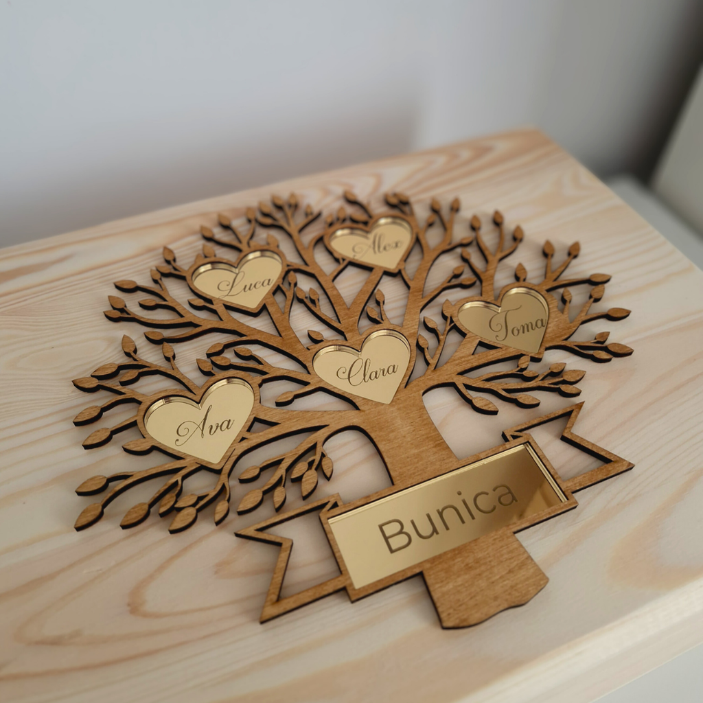 Cutie de Amintiri Personalizată – Arborele Familiei – Cadou pentru Bunici sau Copii
