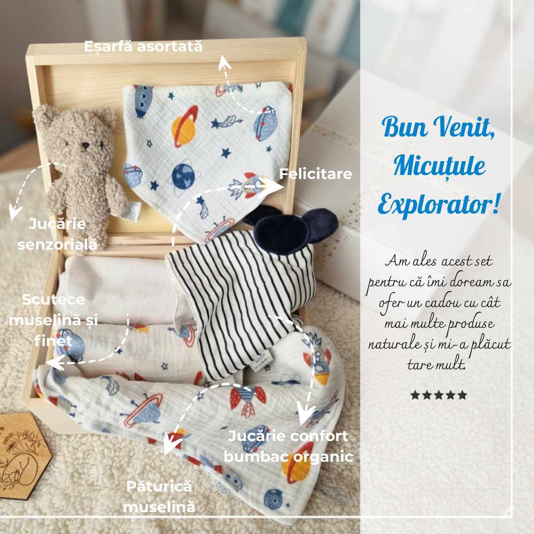 Set Cadou Nou-Născut – Cadou Bebeluș cu Păturică și Jucării