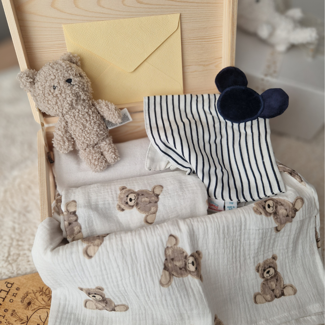 Set Cadou Nou-Născut – Cadou Bebeluș cu Păturică și Jucării